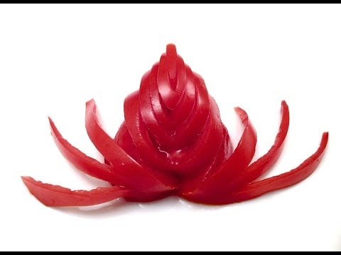 How to Make Tomato Garnishes (Flower, Leaf, Bull Head) (HD)