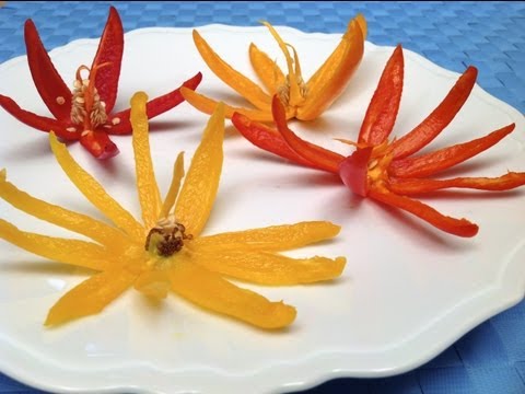 Comment Réaliser une Fleur en Piment, Oignon vert et Poireau (HD)
